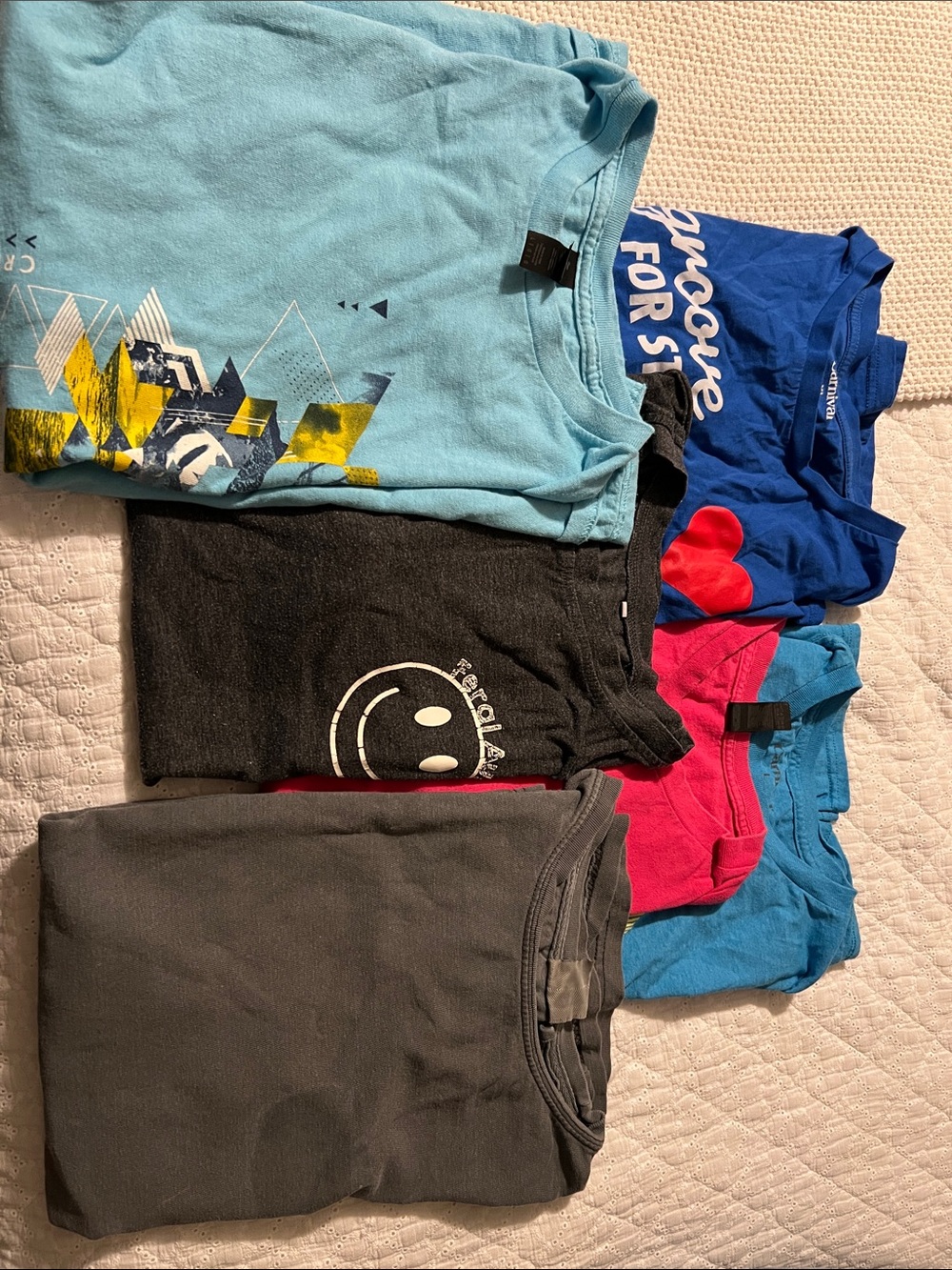 Bundle of 6 Graphic T-Shirt - Blue & Teal - Unbranded